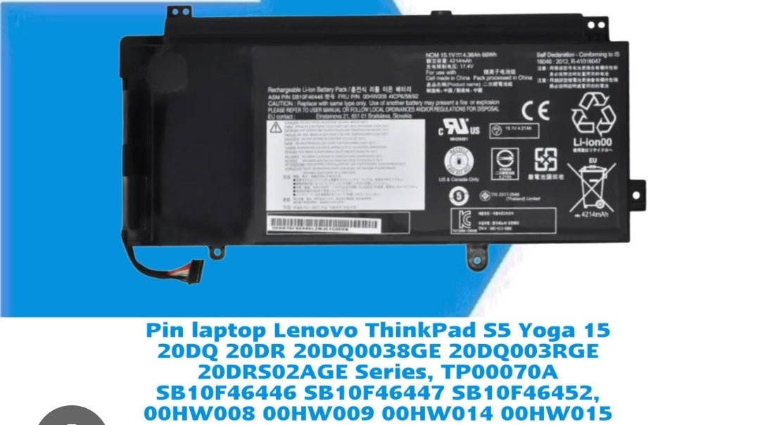 LENOVO 00HW015 - 00HW015 Original Laptop Notebook Battery (1 Yr Warranty)