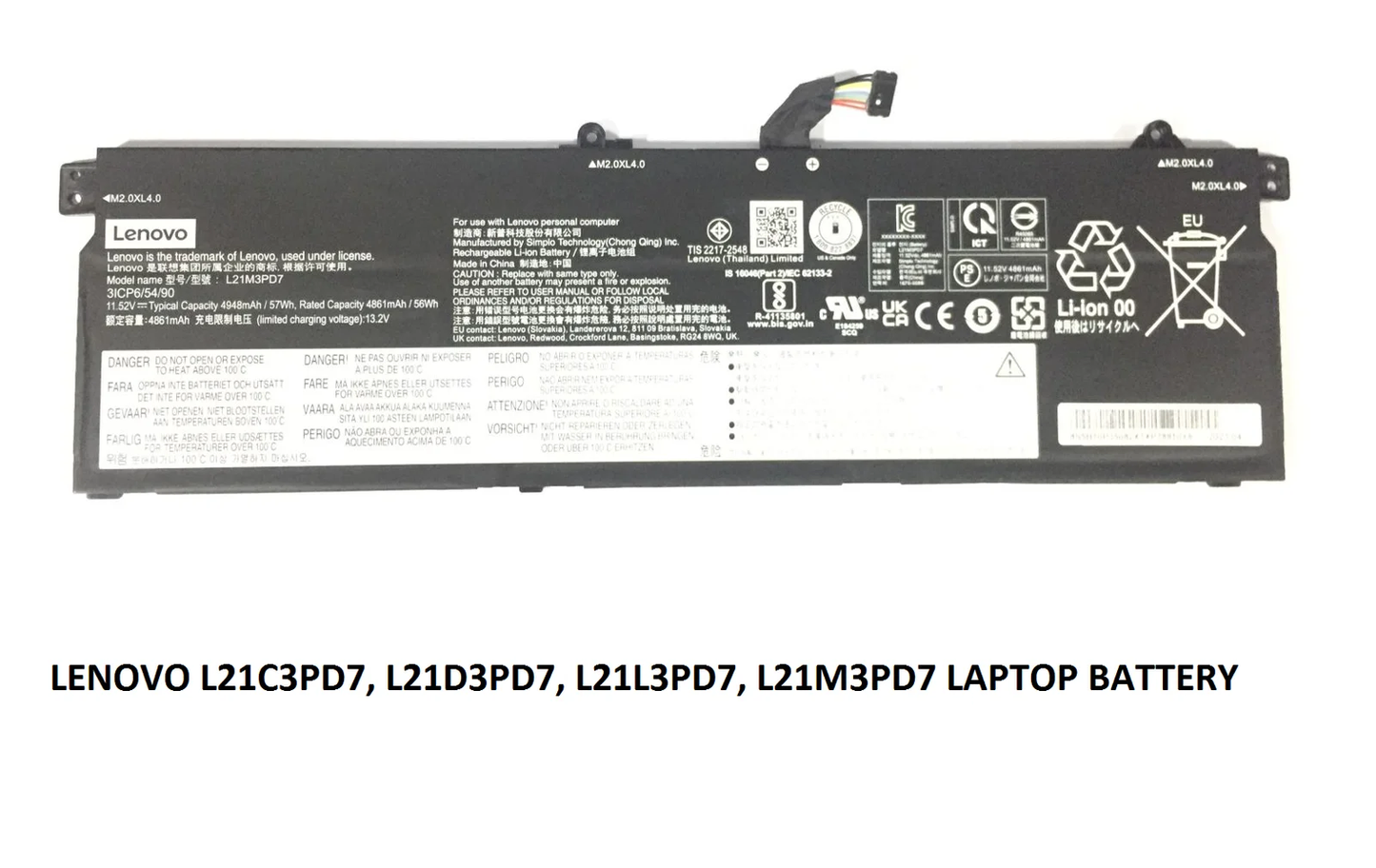 LENOVO L21M3PD7 - L21M3PD7 Original Laptop Notebook Battery (1 Yr Warranty)