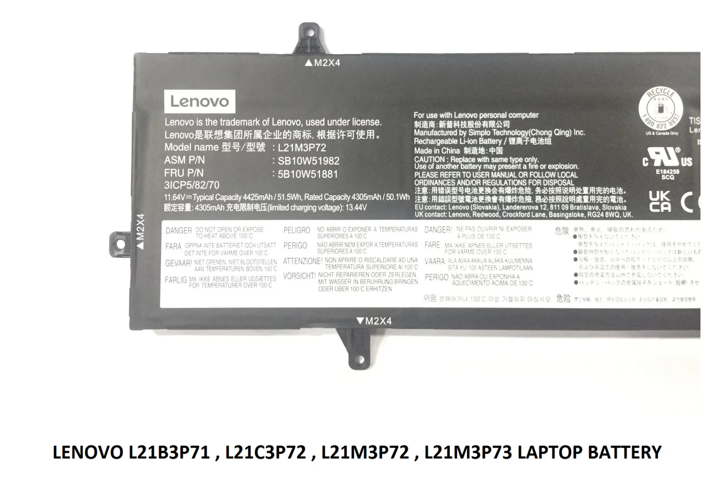 LENOVO L21M3P72 - L21M3P72 Original Laptop Notebook Battery (1 Yr Warranty)