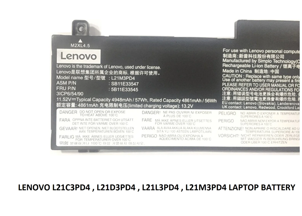 LENOVO 5B11E33545 SB11E33547 5B11E33552 SB11E33549	SB11E33551 5B11E33553 – L21M3PD4 Genuine Original Laptop Notebook Battery