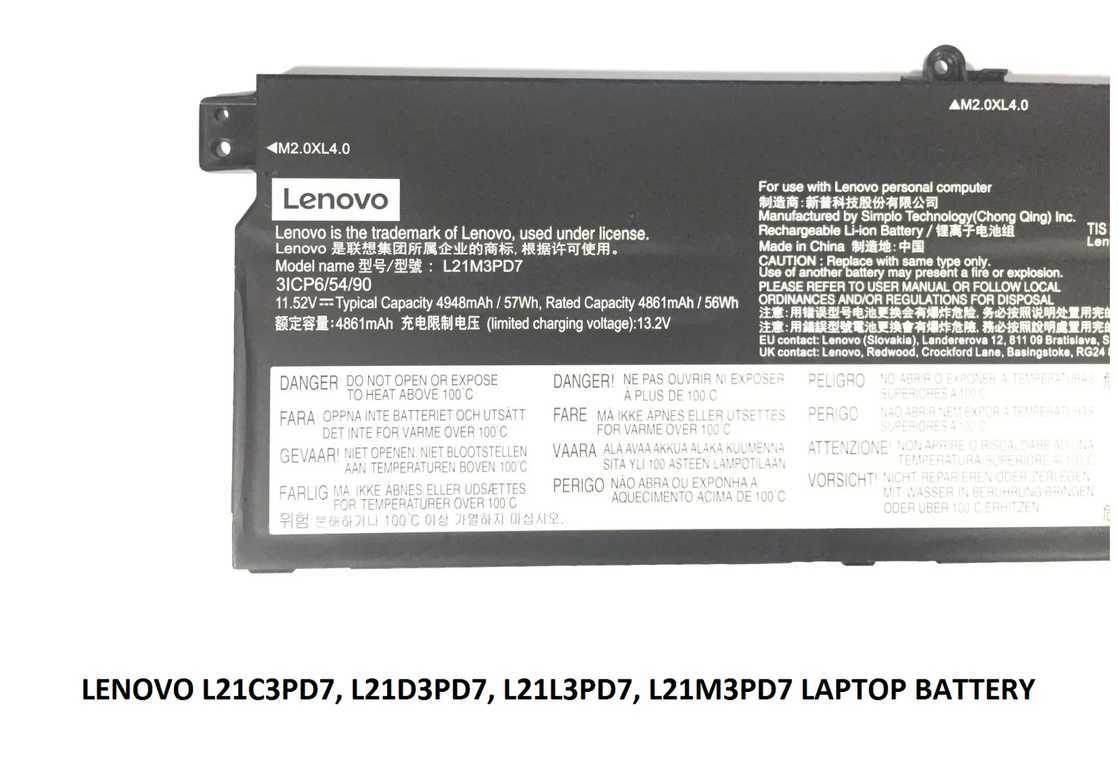 LENOVO L21C3PD7 - L21M3PD7 Genuine Original  Laptop Notebook Battery
