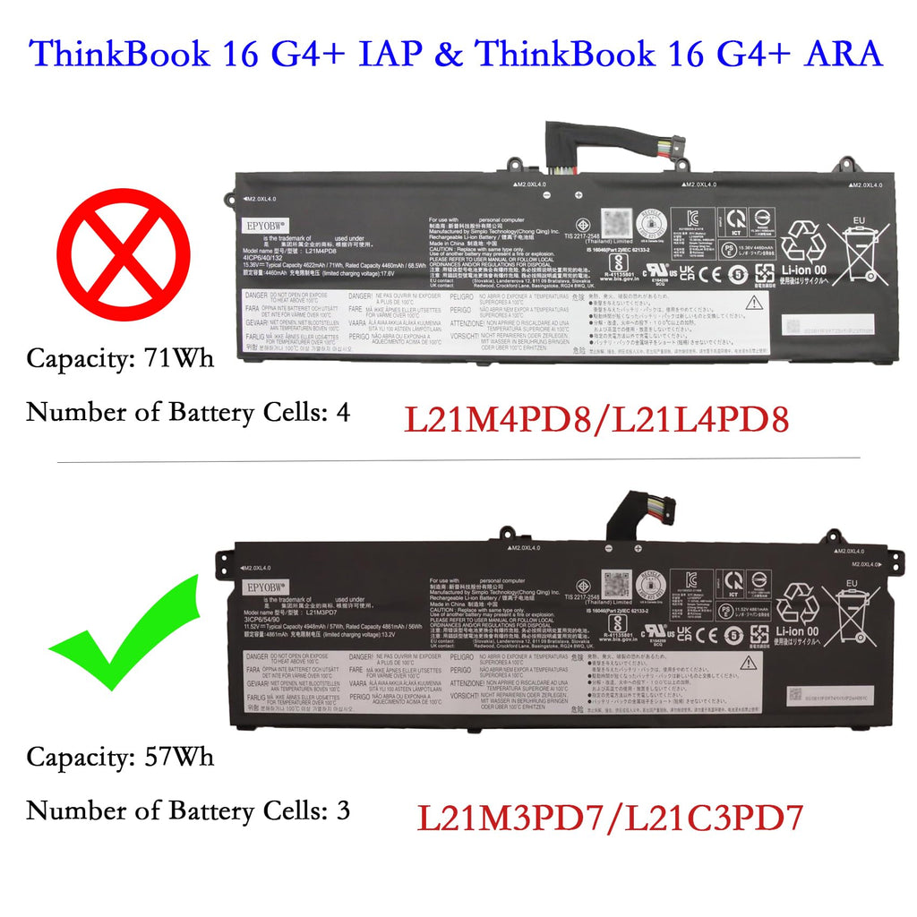 LENOVO L21C3PD7 - L21M3PD7 Genuine Original  Laptop Notebook Battery