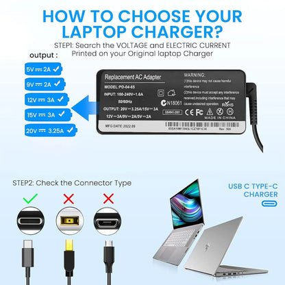 LENOVO  LAPTOP CHARGER 65W 20V 3.25A GENUINE Original Adapter Type USB C