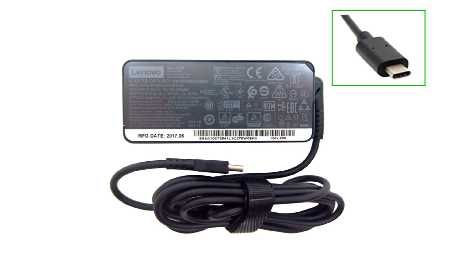 LENOVO  LAPTOP CHARGER 45W 20V 2.25A GENUINE Original Adapter Type USB C