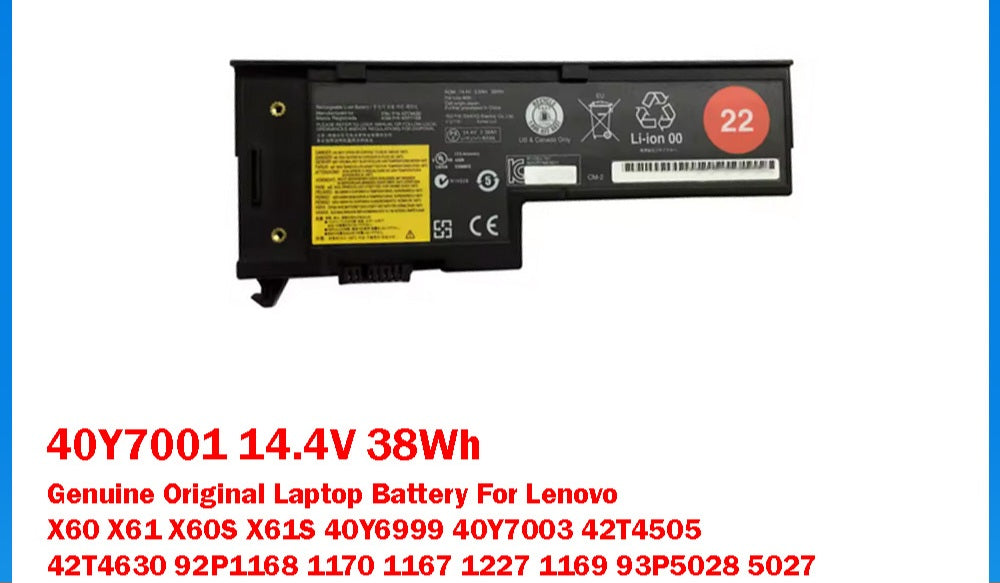 LENOVO 40Y7001 – 40Y7001 Original Laptop Notebook Battery (1 Yr Warranty)