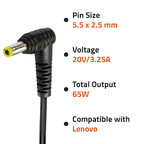 LENOVO G580 LAPTOP CHARGER 65W 20V 3.25A GENUINE Original Adapter ( 2.5 mm )