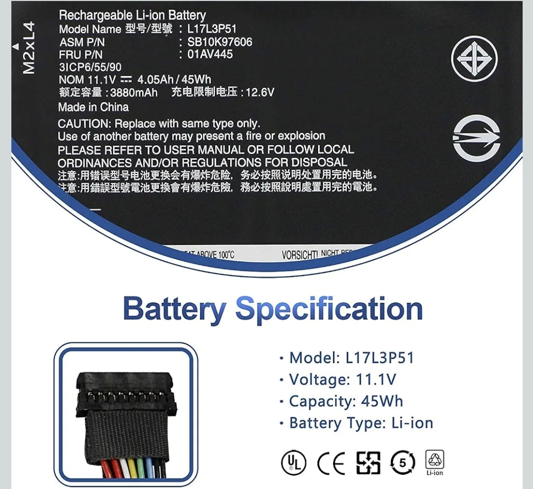 LENOVO ThinkPad E480 - L17L3P51 Original Laptop Notebook Battery (1 Yr Warranty)