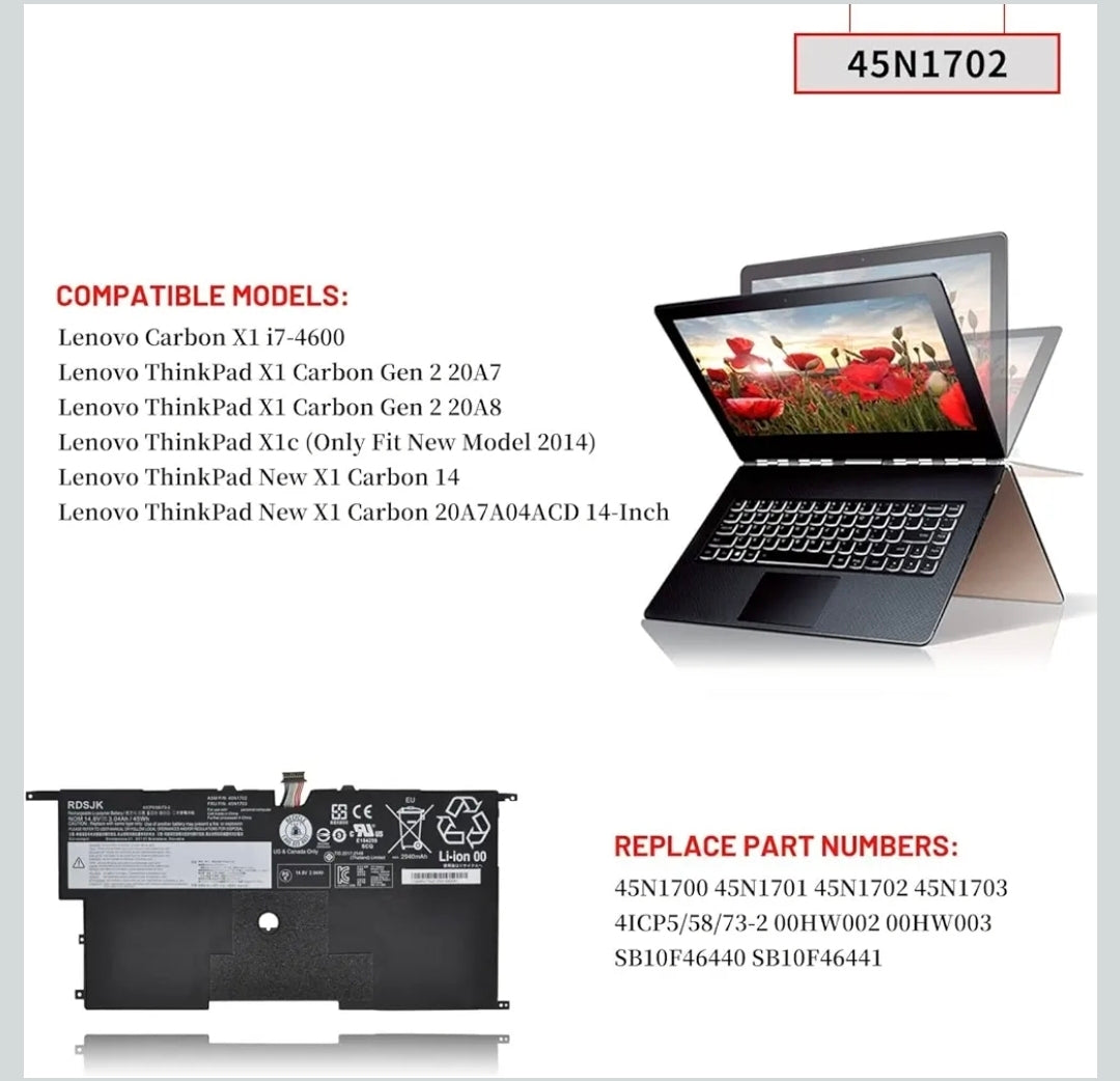 LENOVO ThinkPad X1 Carbon 2014 – 00HW002 Original Laptop Notebook Battery (1 Yr Warranty)