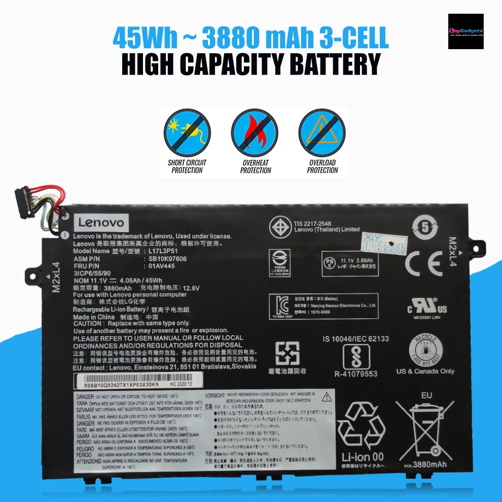 LENOVO ThinkPad E480 - L17L3P51 Original Laptop Notebook Battery (1 Yr Warranty)