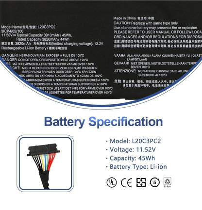 LENOVO L20C3PC2 – L20M3PC2 Original Laptop Notebook Battery (1 Yr Warranty)