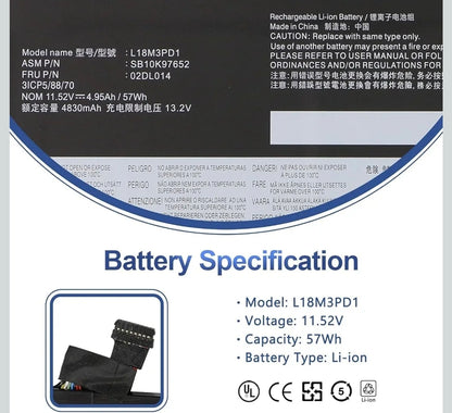LENOVO 02DL014 - L18M3PD1 Original Laptop Notebook Battery (1 Yr Warranty)
