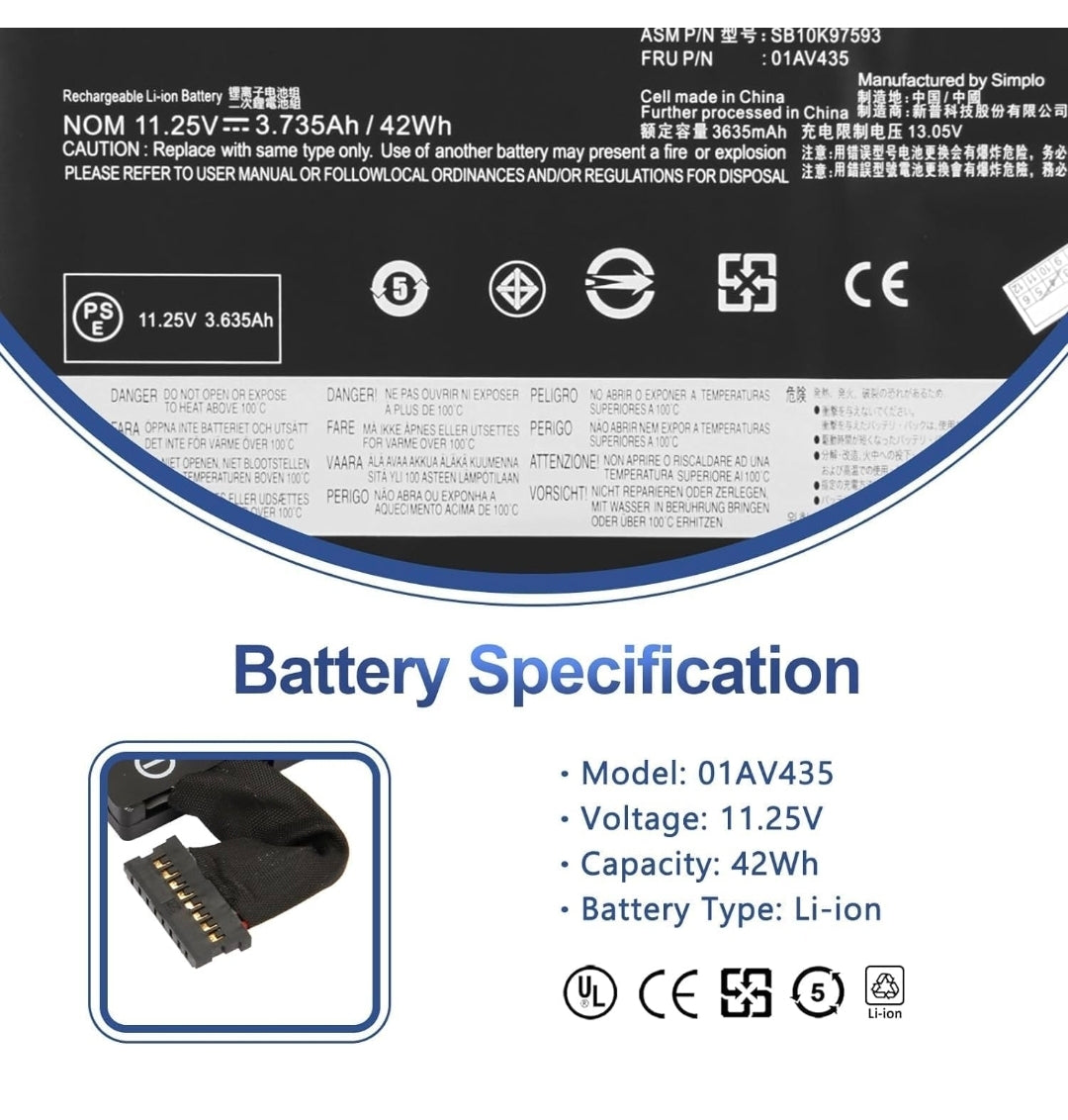 LENOVO ThinkPad S2 - 01AV435 Original Laptop Notebook Battery (1 Yr Warranty)