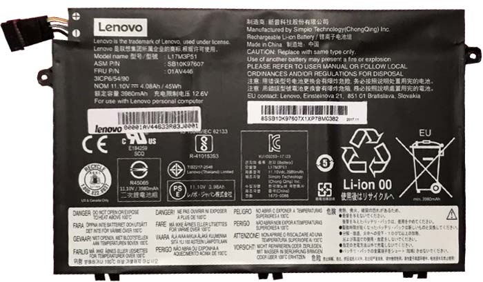 LENOVO ThinkPad E480 - L17L3P51 Original Laptop Notebook Battery (1 Yr Warranty)