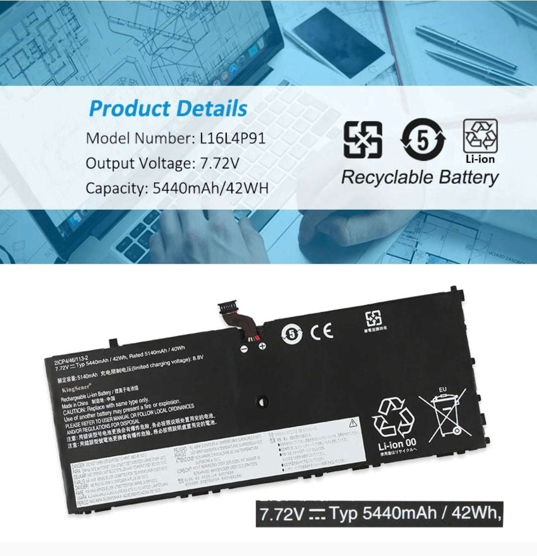 LENOVO ThinkPad X1 Tablet 3rd Gen - L16L4P91 Original Laptop Notebook Battery (1 Yr Warranty)