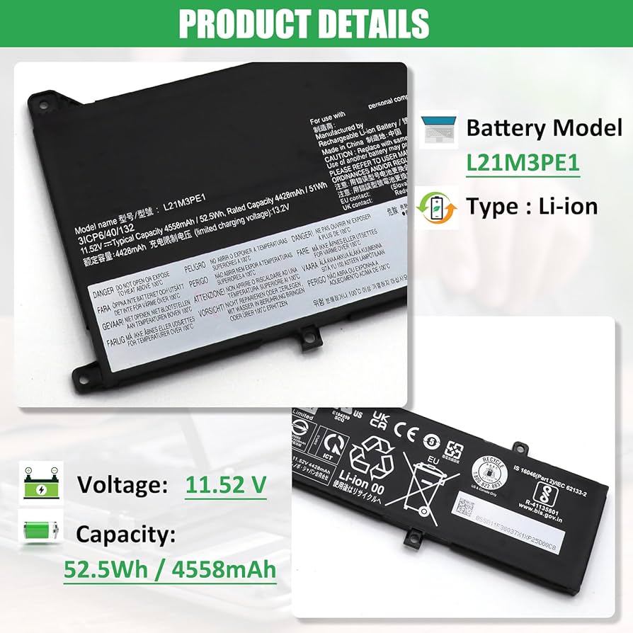 LENOVO L21C3PE2 - L21M3PE2 Original Laptop Notebook Battery (1 Yr Warranty)