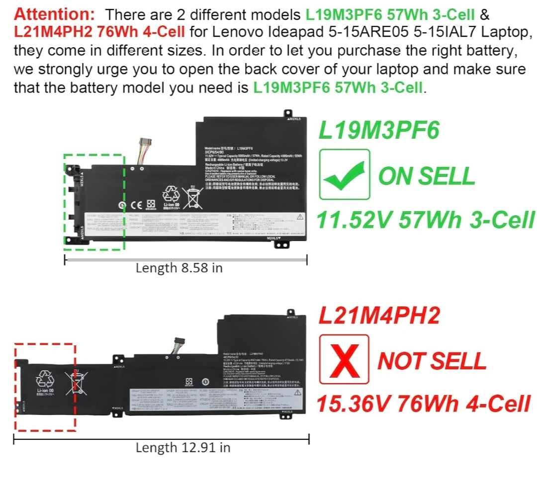 LENOVO IdeaPad 5 15ALC05 – L19M3PF6 Original Laptop Notebook Battery (1 Yr Warranty)