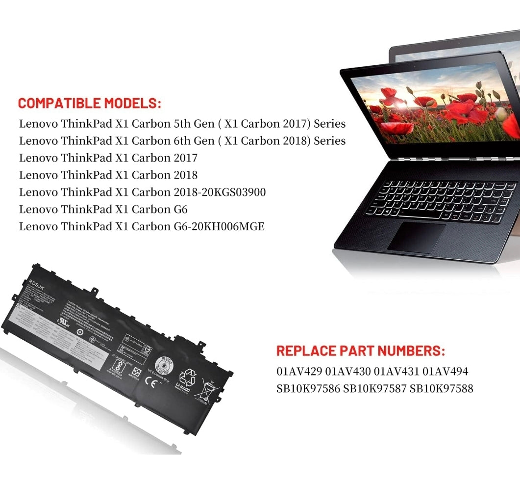 LENOVO ThinkPad X1 Carbon 2017 - 01AV429 Original Laptop Notebook Battery (1 Yr Warranty)