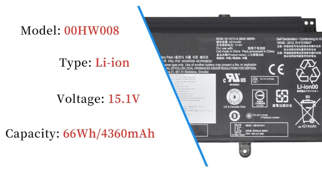 LENOVO 00HW014 - 00HW015 Original  Laptop Notebook Battery (1 Yr Warranty)