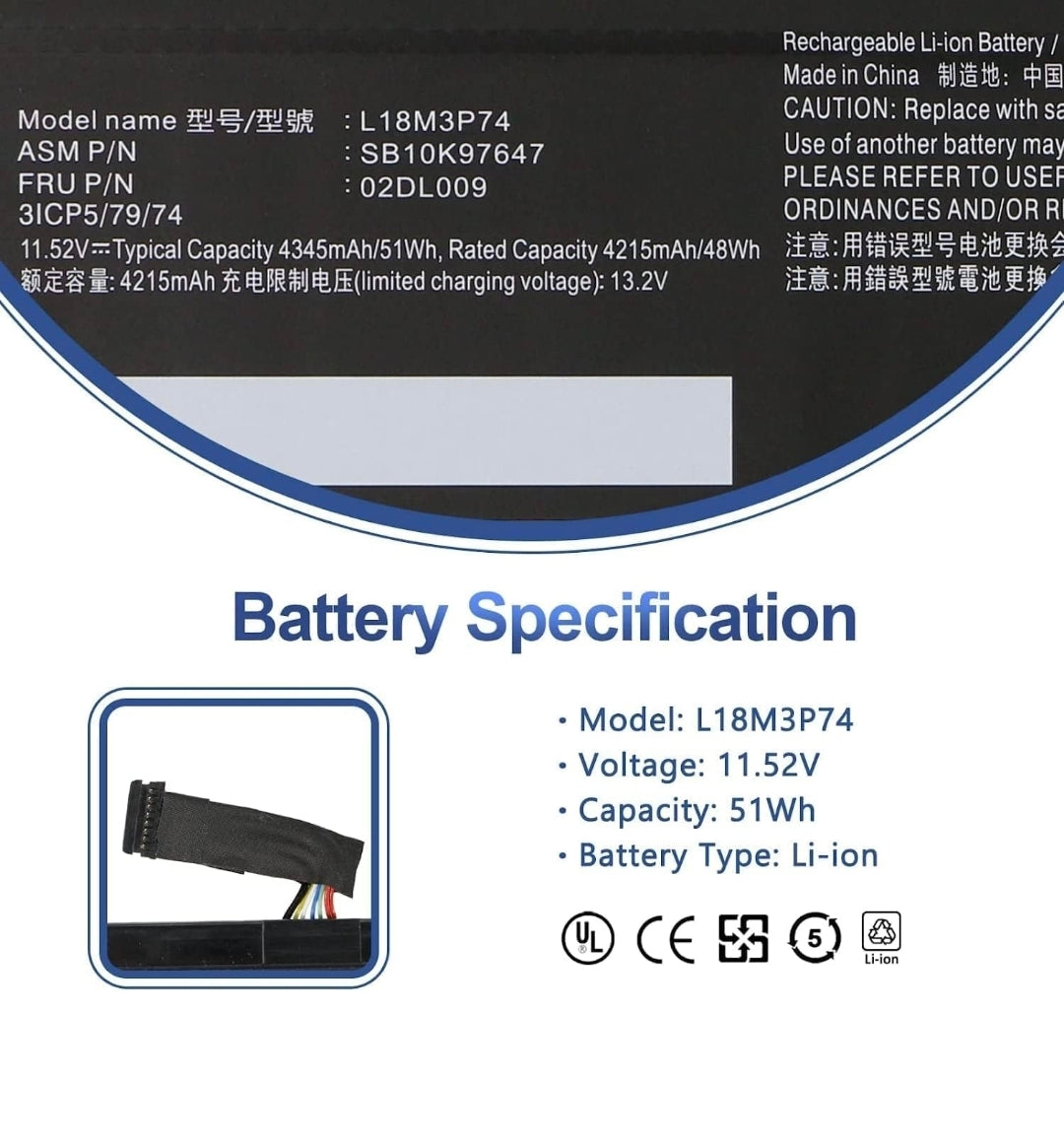 LENOVO L18L3P73 - L18L3P73 Original Laptop Notebook Battery (1 Yr Warranty)