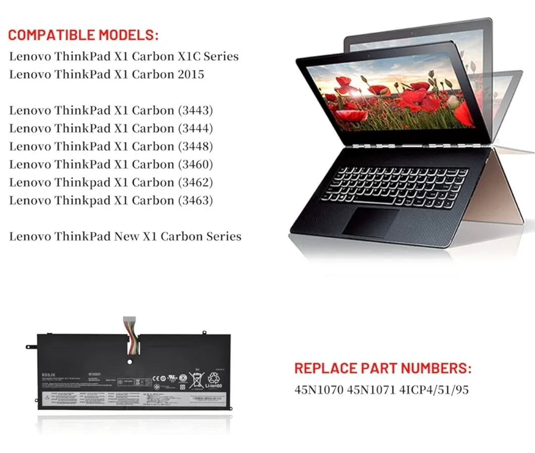 LENOVO ThinkPad X1 Carbon - 45N1070 Original Laptop Notebook Battery (1 Yr Warranty)