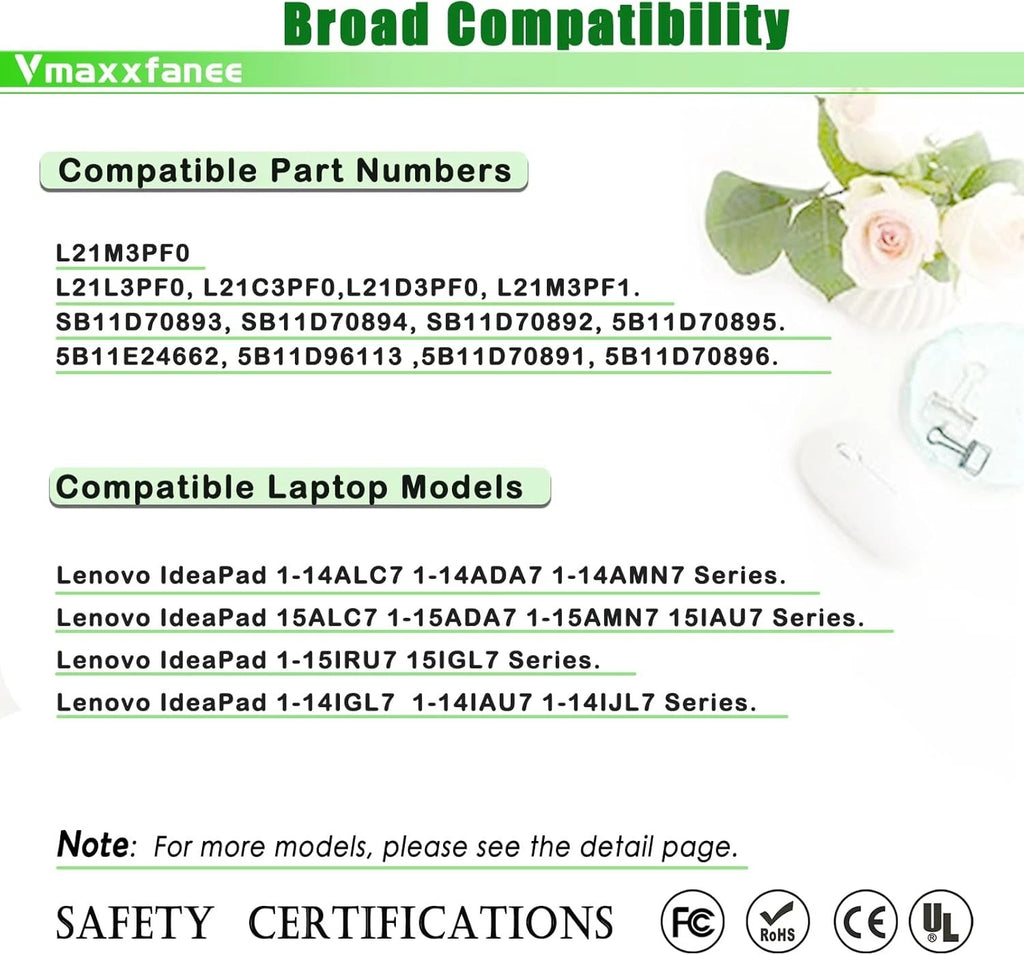 LENOVO IdeaPad 1 15AMN7 - L21M3PF0 Genuine Original Laptop Notebook Battery