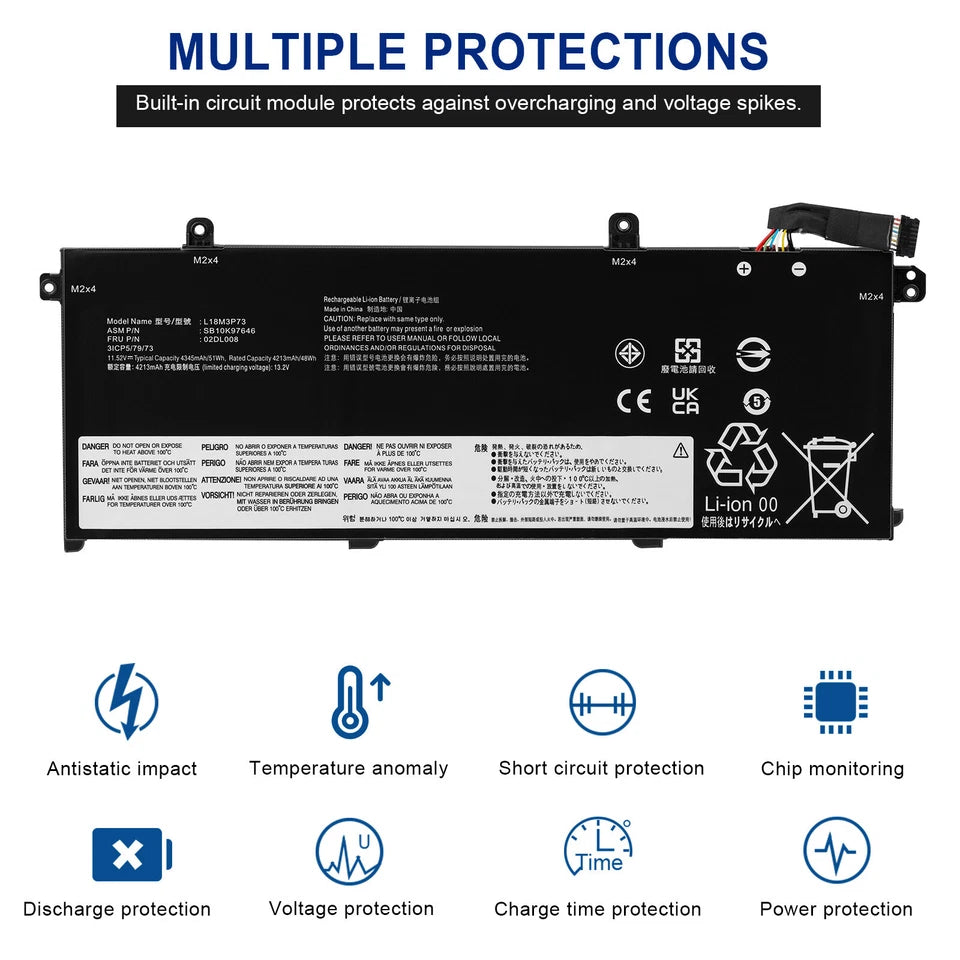 LENOVO 02DL008 SB10K97645 02DL007 SB10K97646 - L18L3P73 Genuine Original Laptop Notebook Battery