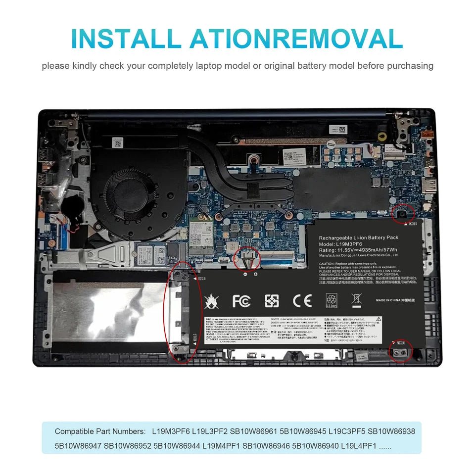 LENOVO 5B10W86959 SB10W86951 SB10W86938 5B10W86947 - L19C3PF5 Genuine Original  Laptop Notebook Battery