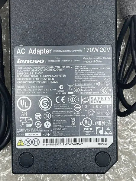 LENOVO Laptop Charger 170W 20V 8.5A Original Adapter (5.5 x 2.5 mm) (1 Yr Warranty) (Power Cord Included)